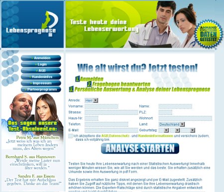 Webseite lebenserwartung.com der Xentria AG (15.11.2006)