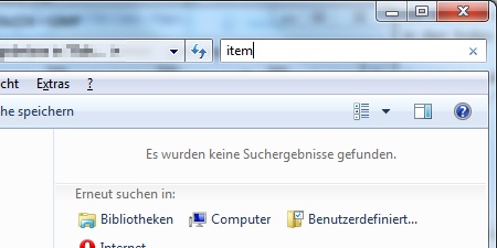 Integrierte Schnellsuche im Explorer unter Windows 7: funktioniert nicht
